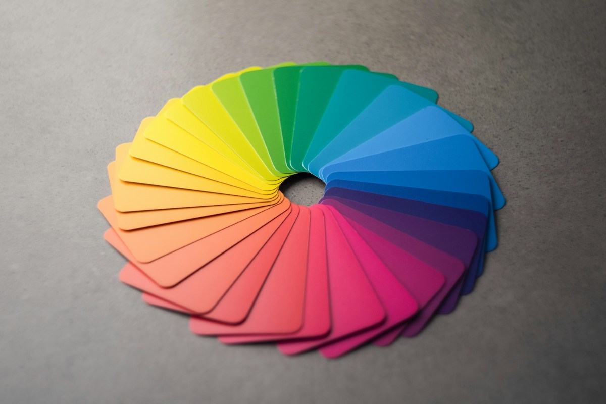 A fan of colour swatch cards